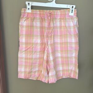 Vintage Pink Plaid Womens Shorts